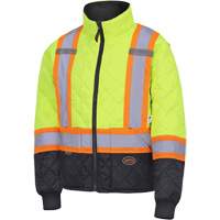 5016 Quilted Freezer Jacket, Polyester, Black/High Visibility Lime-Yellow, X-Small Distribution Jean Lapalme