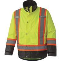 5401 300D Trilobal Ripstop Waterproof Safety Jacket, Polyester, Black/High Visibility Lime-Yellow, Large Distribution Jean Lapalme