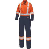 5514WBB Women's 2-Tone Safety Coveralls, X-Small, High Visibility Orange/Navy Blue Distribution Jean Lapalme