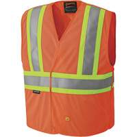 6914A Flame Resistant Safety Vest, High Visibility Orange, Medium/Small, Polyester Distribution Jean Lapalme
