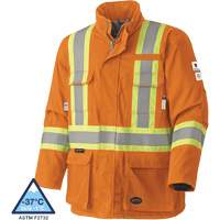 5533 Manteau de s&eacute;curit&eacute; ignifuge, Petit, Orange haute visibilit&eacute;, 58 cal/cm² Distribution Jean Lapalme