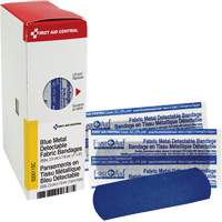 Fabric Blue Detectable Bandages, Rectangular/Square, 1", Fabric Metal Detectable, Sterile Distribution Jean Lapalme