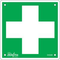 Enseigne premiers soins, 6" x 6", Aluminium, Pictogramme Distribution Jean Lapalme