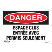 Enseigne  Espace clos , 7" x 10", Aluminium, Français Distribution Jean Lapalme