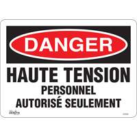 Enseigne  Haute tension , 10" x 14", Vinyle, Français Distribution Jean Lapalme