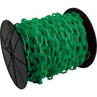 Chaîne de s&eacute;curit&eacute; en plastique robuste, Vert, Maillon de 2", 100' de long Distribution Jean Lapalme