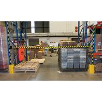 Barri&egrave;re murale magn&eacute;tique avec bande magn&eacute;tique, Plastique, Fixation magn&eacute;tique, 15', Ruban Noir et jaune Distribution Jean Lapalme