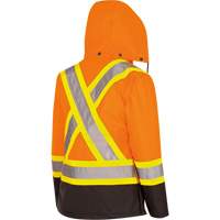 5020BBW Women's  7-in-1 Waterproof Jacket with Hood, Polyester/Polyurethane, High Visibility Orange, X-Small Distribution Jean Lapalme