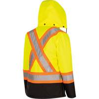 5021BBW Women's  7-in-1 Waterproof Jacket with Hood, Polyester/Polyurethane, High Visibility Lime-Yellow, X-Small Distribution Jean Lapalme