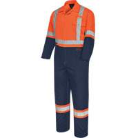 5514BBT 2-Tone Safety Coveralls with Zipper Closure, 40 (Tall), High Visibility Orange/Navy Blue Distribution Jean Lapalme