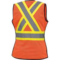486 Women's High-Visibility Safety Tear-Away Vest, High Visibility Orange, X-Small, Polyester Distribution Jean Lapalme