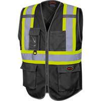 6959BK Tricot High-Visibility Safety Vest with Zipper Closure, Black, X-Small, Polyester Distribution Jean Lapalme