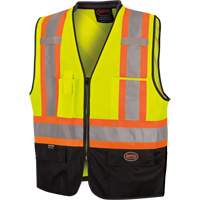 6895 High-Visibility Zip Front Bi-Colour Safety Vest, Black/High Visibility Lime-Yellow, 2X-Large/3X-Large, Polyester Distribution Jean Lapalme
