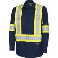 7742SF Chemise de s&eacute;curit&eacute; haute visibilit&eacute; r&eacute;sistant aux arcs &eacute;lectriques 88/12 FR-Tech, Petit, Bleu marin Distribution Jean Lapalme