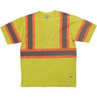 Chemise de s&eacute;curit&eacute; &agrave; manches courtes, Coton, T-petit, Jaune lime haute visibilit&eacute; Distribution Jean Lapalme