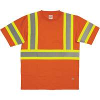 Chemise de s&eacute;curit&eacute; &agrave; manches courtes, Coton, T-petit, Orange haute visibilit&eacute; Distribution Jean Lapalme