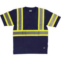 Short Sleeve Safety T-Shirt, Cotton, X-Small, Navy Blue Distribution Jean Lapalme