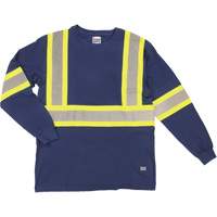 Long Sleeve Safety T-Shirt, Cotton, X-Small, Navy Blue Distribution Jean Lapalme