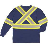 Long Sleeve Safety T-Shirt, Cotton, X-Small, Navy Blue Distribution Jean Lapalme