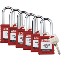 Cadenas de verrouillage Velocity, Rouge, Cl&eacute;s diff&eacute;rentes, Nylon, Largeur de 1-1/2" Distribution Jean Lapalme