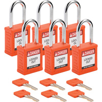 Cadenas de verrouillage Velocity, Orange, Cl&eacute;s diff&eacute;rentes, Nylon, Largeur de 1-1/2" Distribution Jean Lapalme