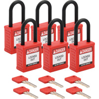 Cadenas de verrouillage Velocity, Rouge, Cl&eacute;s identiques, Nylon, Largeur de 1-1/2" Distribution Jean Lapalme