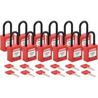 Cadenas de verrouillage Velocity, Rouge, Cl&eacute;s diff&eacute;rentes, Nylon, Largeur de 1-1/2" Distribution Jean Lapalme