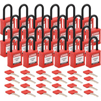 Cadenas de verrouillage Velocity, Rouge, Cl&eacute;s diff&eacute;rentes, Nylon, Largeur de 1-1/2" Distribution Jean Lapalme