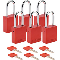 Cadenas de verrouillage Velocity, Rouge, Cl&eacute;s identiques, Aluminium, Largeur de 1-1/2" Distribution Jean Lapalme