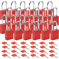 Cadenas de verrouillage Velocity, Rouge, Cl&eacute;s diff&eacute;rentes, Aluminium, Largeur de 1-1/2" Distribution Jean Lapalme