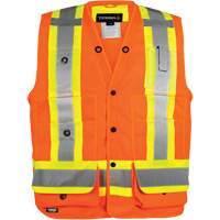 Veste pour arpenteur, Orange haute visibilit&eacute;, Petit, Polyester Distribution Jean Lapalme