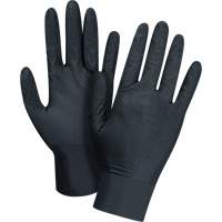 Gants d'examen de poids lourd &agrave; prise tactile, Petit, Nitrile, 8 mils, Sans poudre, Noir, Classe 2 Distribution Jean Lapalme