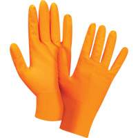 Gants d'examen de poids lourd &agrave; prise tactile, Petit, Nitrile, 8 mils, Sans poudre, Orange, Classe 2 Distribution Jean Lapalme