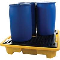 Palette de d&eacute;versements pour quatre barils, Capacit&eacute; de d&eacute;versement 66 gal. US, 57,5" x 57,5" x 12" Distribution Jean Lapalme