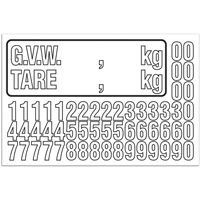 Trousse de num&eacute;rotation de la masse brute du v&eacute;hicule (MBV) pour camion, Num&eacute;ros/lettres/ponctuation assortis, Blanc Distribution Jean Lapalme