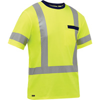 Bisley&reg; X-Back Short Sleeve Shirt, Poly-Cotton, Small, High Visibility Lime-Yellow Distribution Jean Lapalme