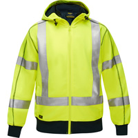 Bisley&reg; X-Back Full Zip Hooded Sweatshirt with Sherpa Lining, Small, High Visibility Lime-Yellow Distribution Jean Lapalme