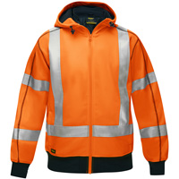 Bisley&reg; X-Back Full Zip Hooded Sweatshirt with Sherpa Lining, Small, High Visibility Orange Distribution Jean Lapalme