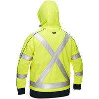 Bisley&reg; X-Back Women's Contoured Full Zip Hooded Sweatshirt with Sherpa Lining, Small, High Visibility Lime-Yellow Distribution Jean Lapalme