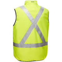Bisley&reg; X-Back Reversible Puffer Vest, High Visibility Lime-Yellow, Small, Polyester Distribution Jean Lapalme