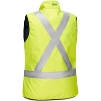 Bisley&reg; X-Back Women's Contoured Reversible Puffer Vest, High Visibility Lime-Yellow, Small, Polyester Distribution Jean Lapalme