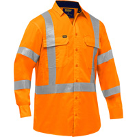 Bisley&reg; X-Back Long Sleeve Work Shirt with X-Airflow, Poly-Cotton, Small, High Visibility Orange Distribution Jean Lapalme