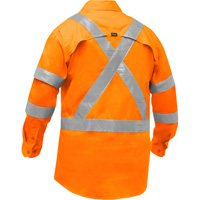Bisley&reg; X-Back Long Sleeve Work Shirt with X-Airflow, Poly-Cotton, Small, High Visibility Orange Distribution Jean Lapalme