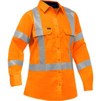 Bisley&reg; X-Back Women's Long Sleeve Work Shirt with X-Airflow, Poly-Cotton, Small, High Visibility Orange Distribution Jean Lapalme