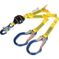 Twin-Leg Stretch Web Shock-Absorbing Lanyard, 4', Rebar Hook Center, Snap Hook Leg Ends Distribution Jean Lapalme