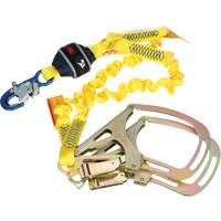 Twin-Leg Stretch Web Shock-Absorbing Lanyard, 6', Rebar Hook Center, Snap Hook Leg Ends Distribution Jean Lapalme