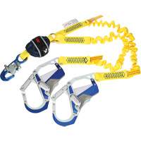 Twin-Leg Stretch Web Shock-Absorbing Lanyard, 6', Rebar Hook Center, Snap Hook Leg Ends Distribution Jean Lapalme