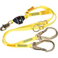 Twin-Leg Tie-Back Web Shock-Absorbing Lanyard, 6', Rebar Hook Center, Snap Hook Leg Ends, Polyester Distribution Jean Lapalme
