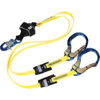 Twin-Leg Arc Flash Coated Web Shock-Absorbing Lanyard, 6', Rebar Hook Center, Snap Hook Leg Ends Distribution Jean Lapalme