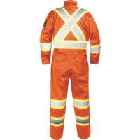 Combinaison ignifug&eacute;e avec bandes haute visibilit&eacute;, Taille Petit, Orange Distribution Jean Lapalme